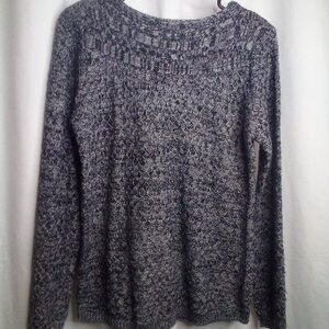 Croft & Barrow Sweater M Women Long Sleeve Textured Gray Black